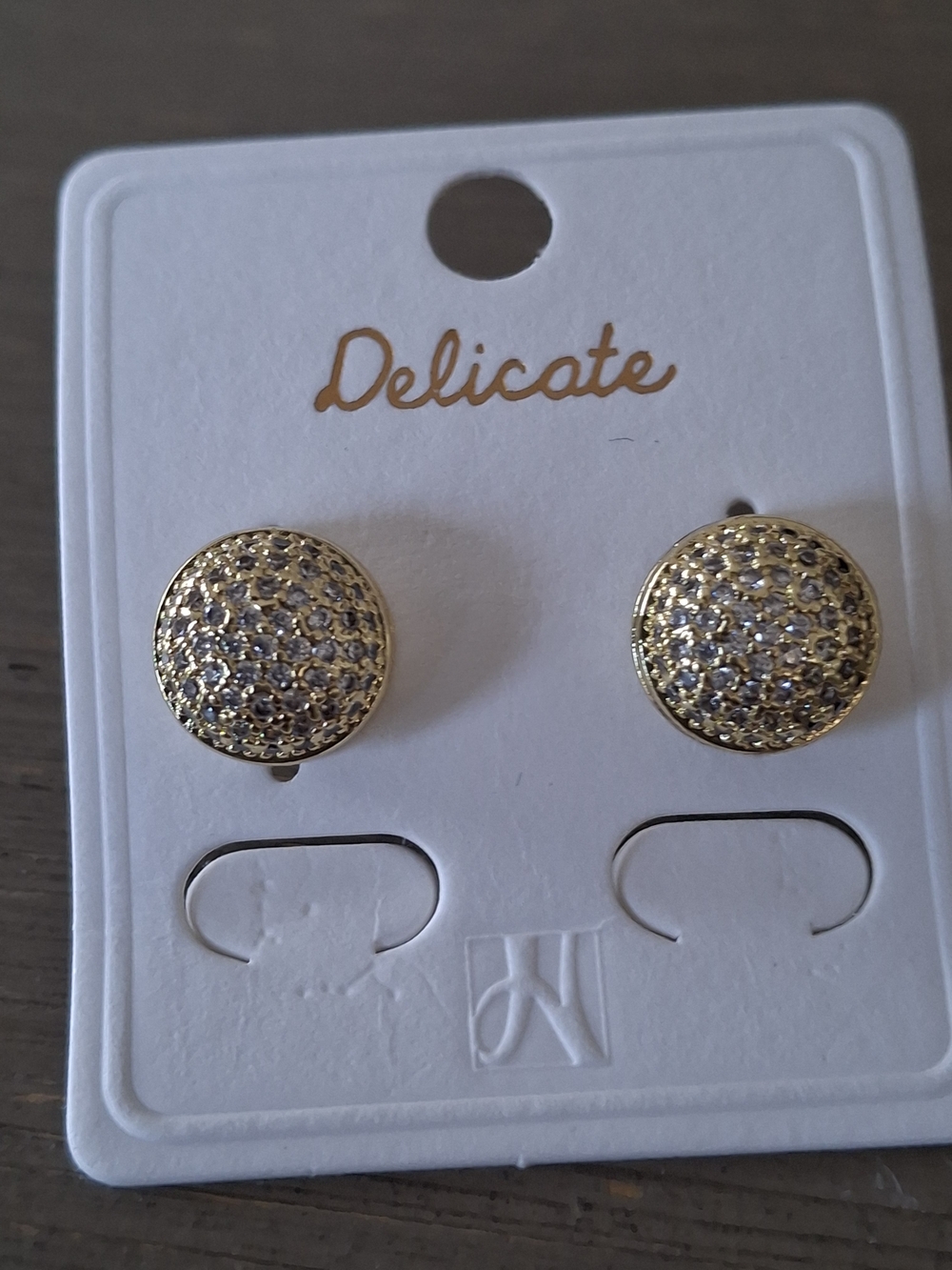 delicates Gold Pave Disc Stud Earrings - delicates